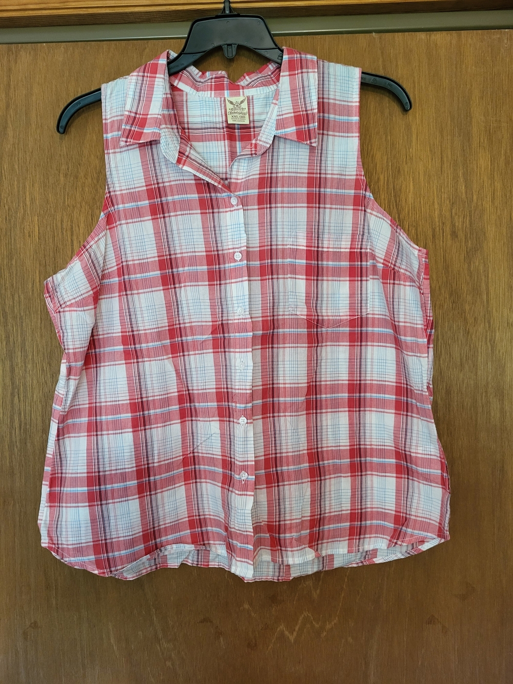 Faded Glory Red and White Plaid Button-Up Shirt, XXL